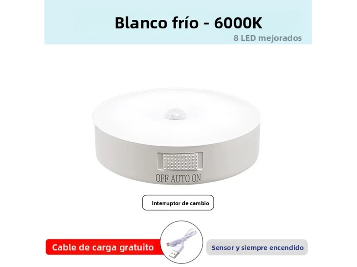 (luz Fría) Luz Nocturna Led Recargable Por Usb Con Sensor De Movimiento