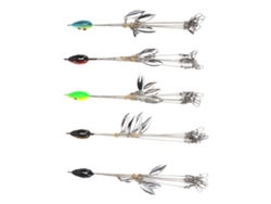 5 Señuelos De Pesca Con 4 Cuchillas De Acero, Paraguas De 18 Cm, Para Peces De Agua Dulce Y Salada.