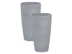 Conjunto de 2 macetas BELIANI Abdera de Mezcla de piedra Gris 23x23x42