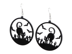 Aretes De Halloween De Gato Negro Gótico En Acrílico Colgantes 3 Piezas