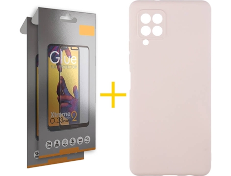 Kit Funda + Protector de Pantalla Samsung A12 5G SKYHE Cristal Templado 4355 Rosa