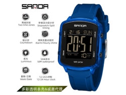 Reloj Electrónico Multifuncional Cuadrado Transparente Con Cuenta Regresiva Y Alarma Luminosa (azul)