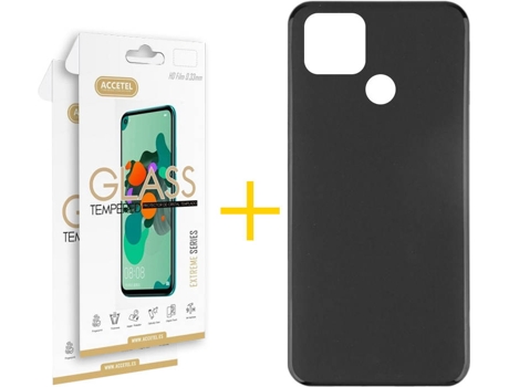 Kit Funda + 2 Protectores de Pantalla Oppo A15 ACCETEL Liso (Negro)