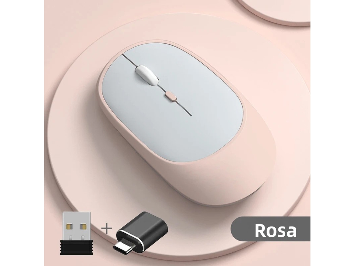 (rosa) Ratón Inalámbrico Para Juegos Recargable, Compatible Con Modos Duales Bluetooth Y Usb, Compatible Con Múltiples Dispositivos.