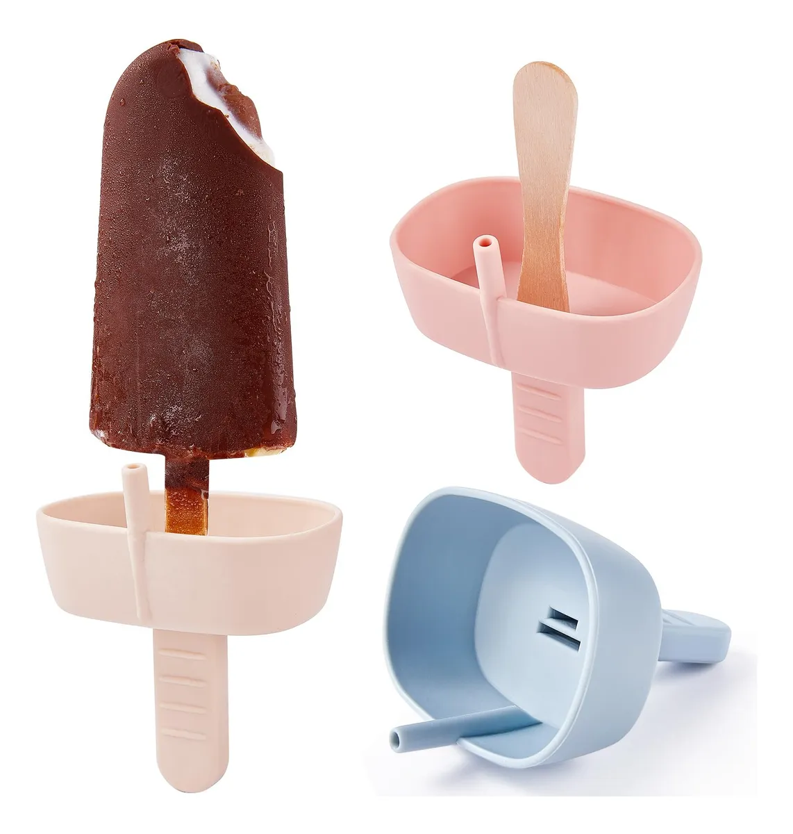 Paquete de 3 porta paletas de silicona antigoteo Comslowmoose