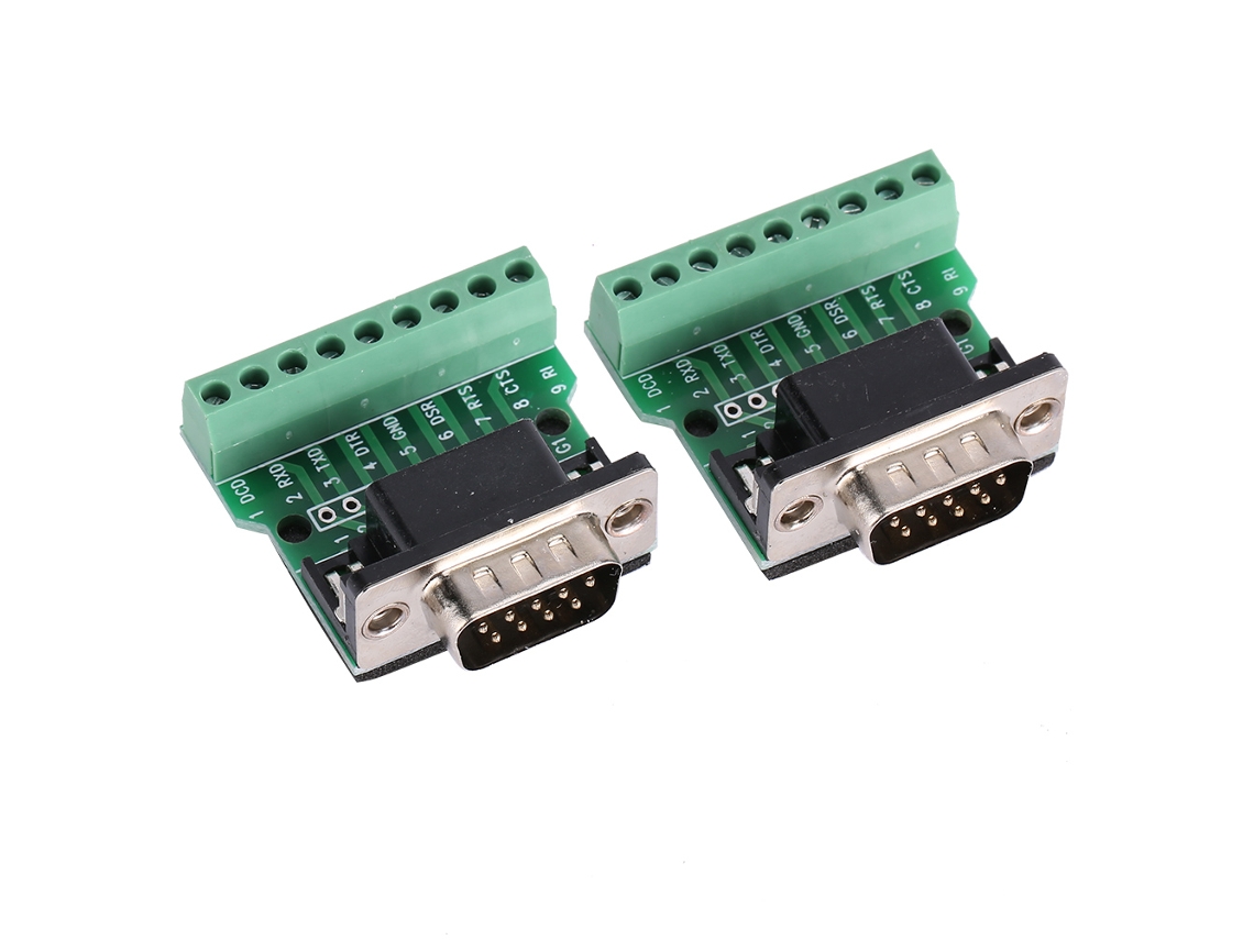 2pcs Conector Adaptador Macho Db9 9pin Terminal Placa De Desconexión Rs232 Serial Db9 (macho)