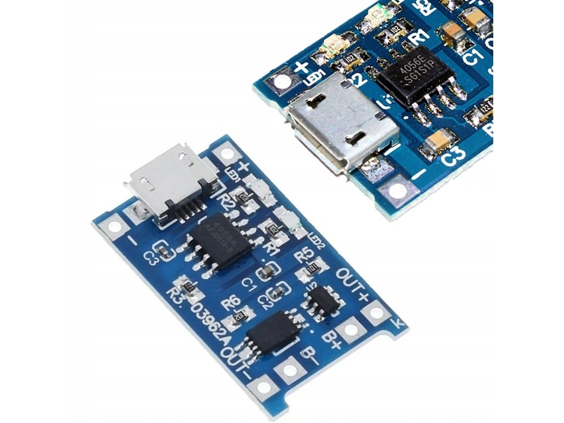 Cargador de batería de iones de litio Micro USB de 5 V y 1 A – Protección contra sobredescarga | Precisión del 1,5 % | Indicador LED