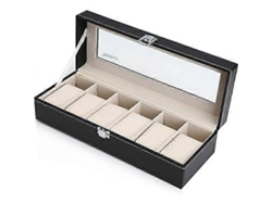 Vitrina/caja de almacenamiento Hengjian para 6 relojes (negra)