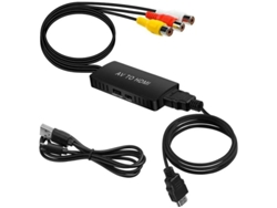 Adaptador convertidor RCA AV a HDMI de 1080p con alimentación USB y cable HDMI incluido Compatible con Wii, PS2, Gamecube, VHS, DVD, STB, VCR, Pro Bestvite