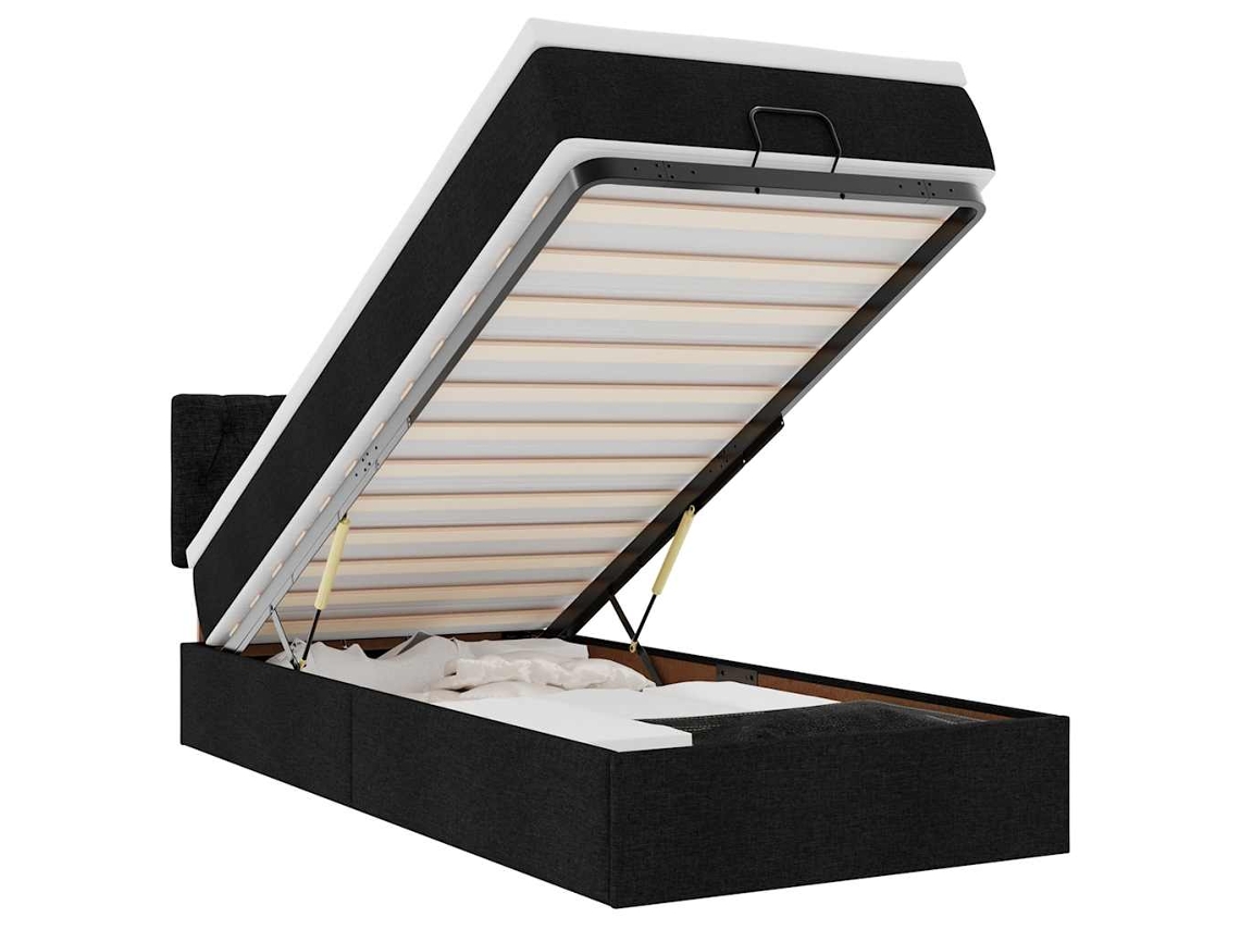 Maison Exclusive - Cama Otomana Con Colchón Y Luces Led Tela Negra 80x200cm