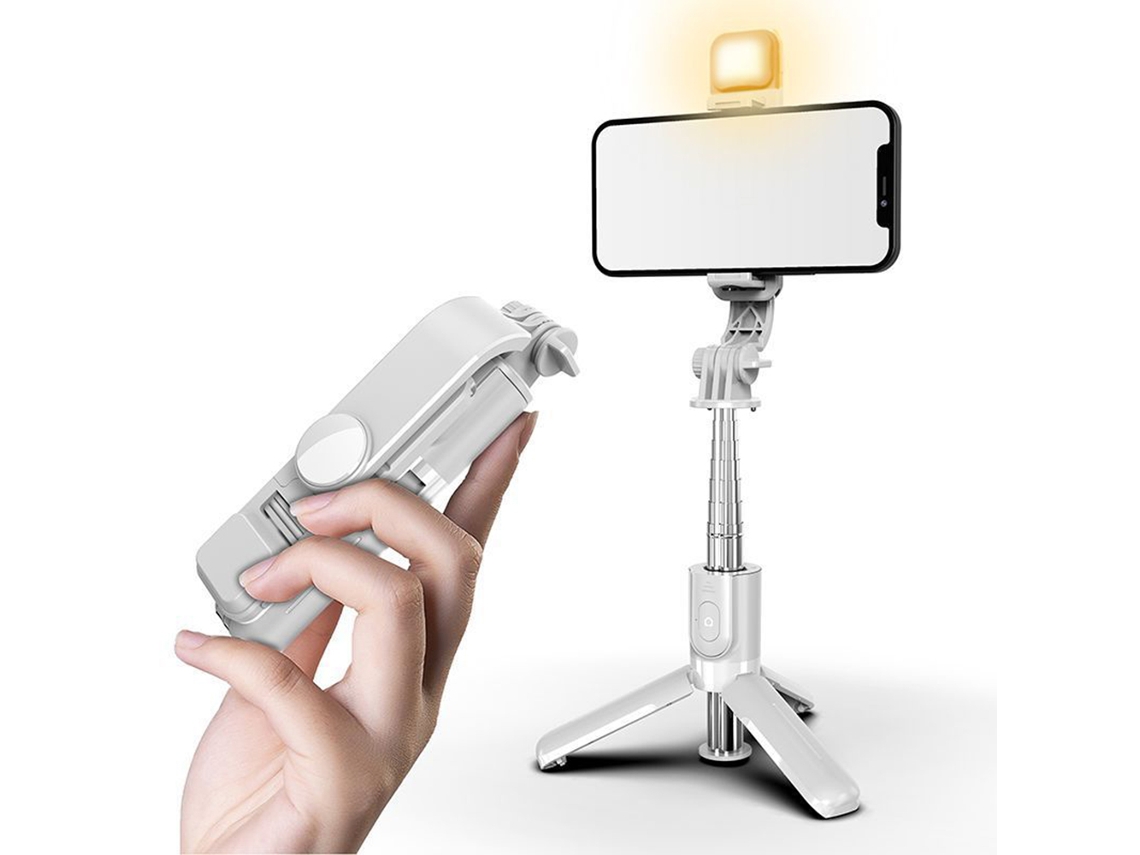 Trípode inteligente para selfies, ultra estable y liviano, altura ajustable y ajuste flexible, control remoto Bluetooth y luz de relleno LED, amplia compatibilidad