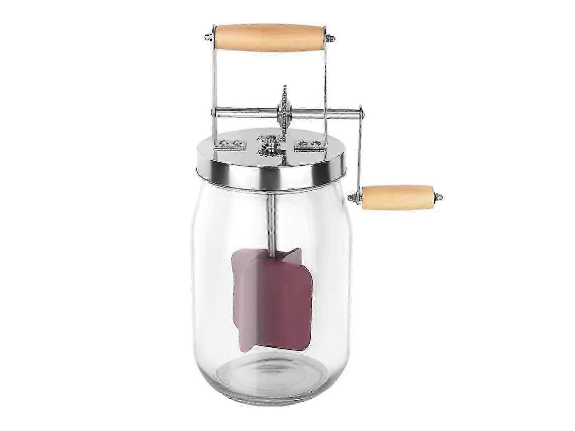 Batidora manual de mantequilla de 1.5 litros, modelo 2025, con mango de madera y engranaje de acero inoxidable. Nostalgia88