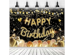 Omni-fondo De Fiesta De Cumpleaños Con Brillo Dorado Para Fotos Decoración De Tema Adulto Negro Material Poliéster