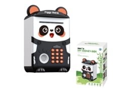 Hucha con forma de panda, desbloqueo por huella dactilar con detección automática. Mdug (negra)