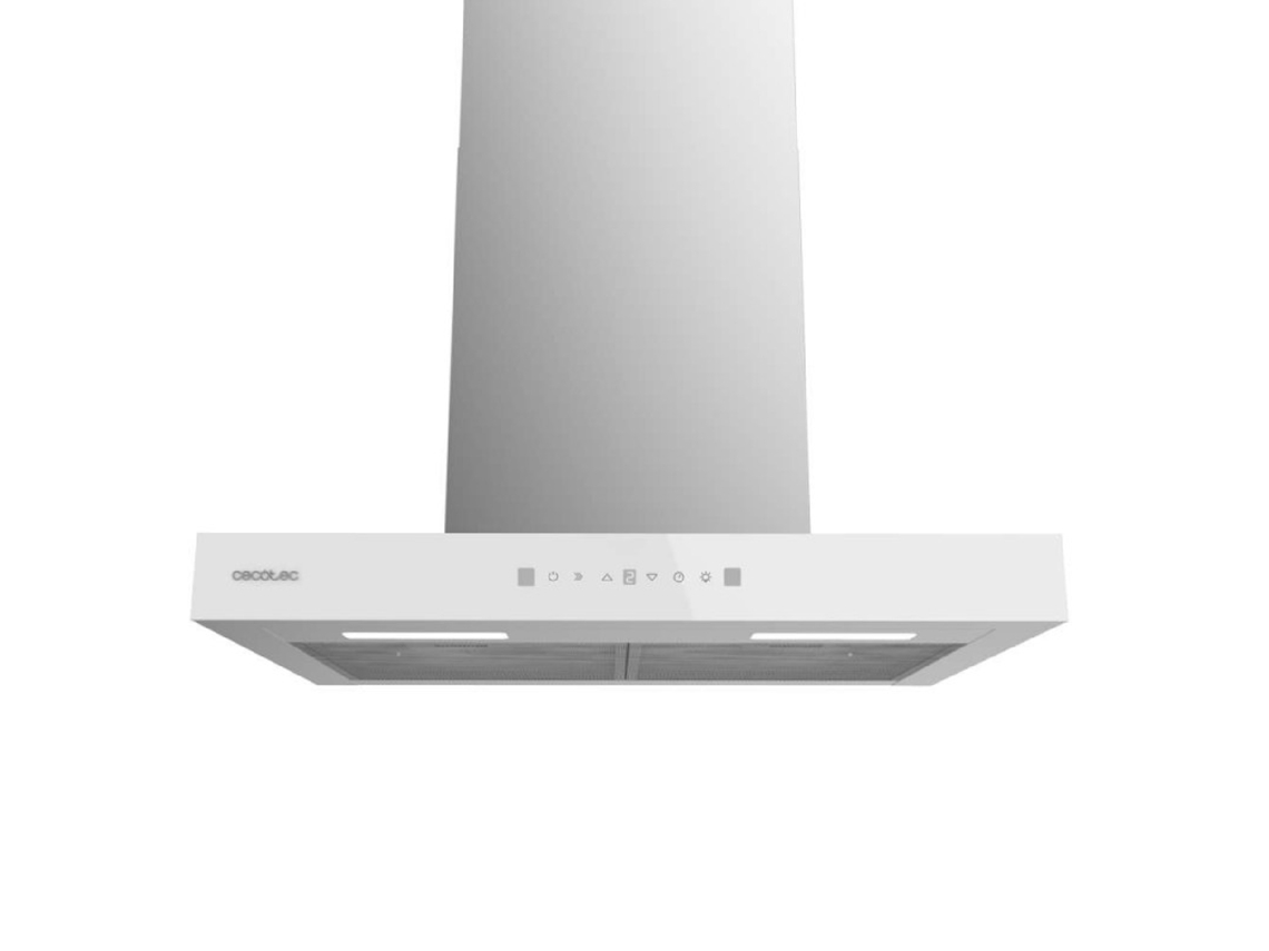 Cecotec Campana Extractora 60 Cm Tipo T Bolero Flux Tt 605500 Glass White A++. 70w, Frontal Cristal Blanco, Bajo Consumo