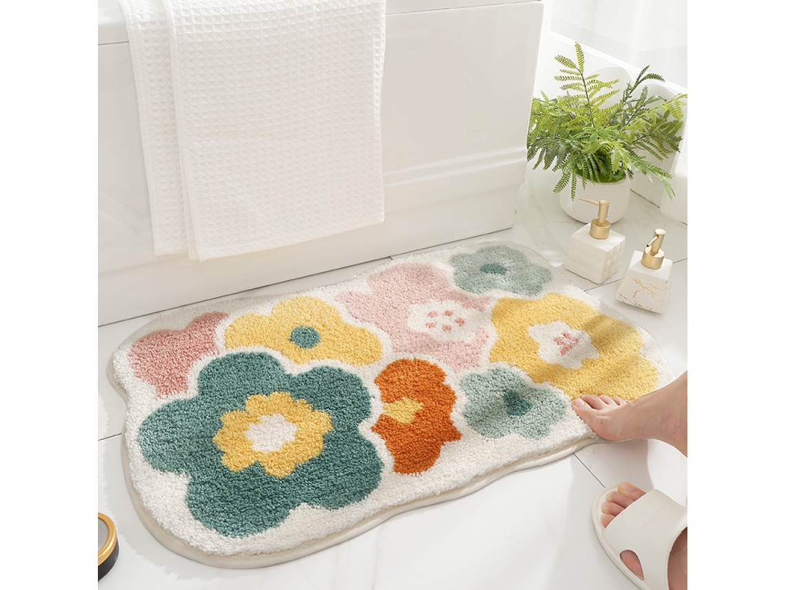 VYLARA Tapete Entrada De Casa 50x80cm Com Estampas Florais E Frases, Moderno E Acolhedor