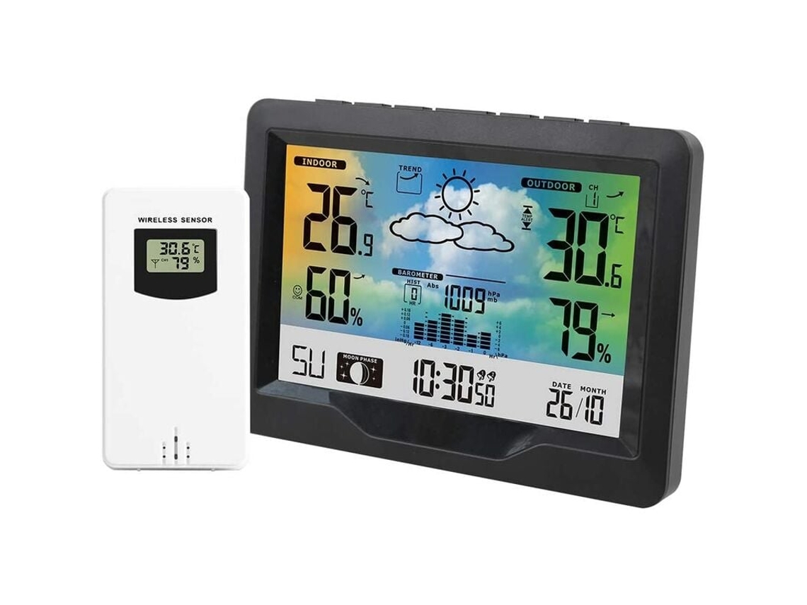 Estación Meteorológica con Alarma, Pantalla LCD, Pronóstico del Tiempo, Fase Lunar Kofihety
