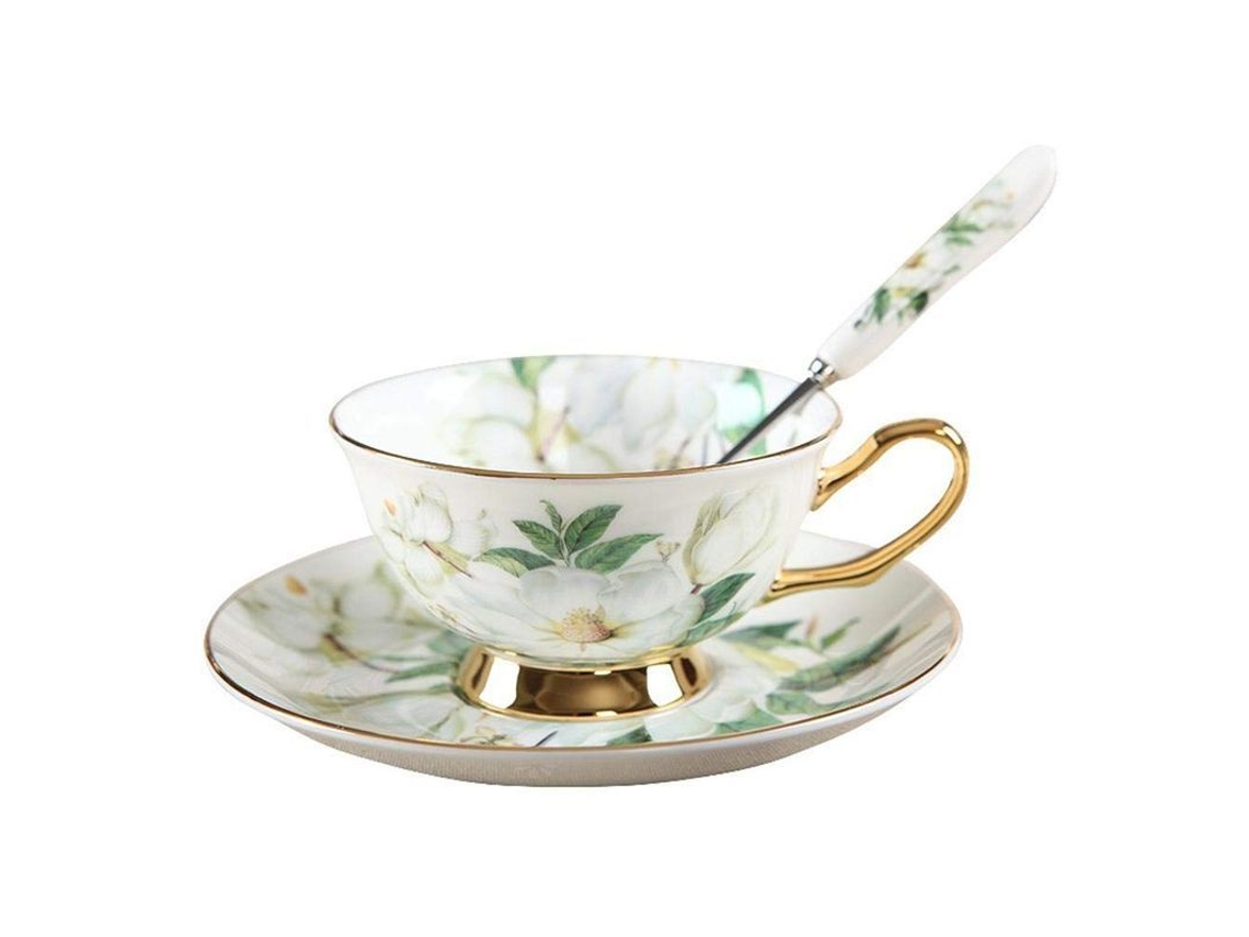 2026-33484-set De Taza Y Plato De Porcelana Fina Euro Style 200ml Para Desayuno Café Té