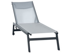 Tumbona Aluminio Textileno, Ruedas, Reclinable, 164x55x90cm, Gris Claro