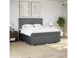 Cama Box Spring Con Colchón Tela Gris Oscuro 180x200 Cm