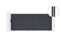 Puerta corredera 4m CARPATIA H.160cm aluminio gris 2 postes 20x20cm H.190cm CASANOOV