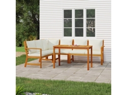 Juego de comedor de jardín de 5 piezas con cojines de acacia maciza DKD Home Decor