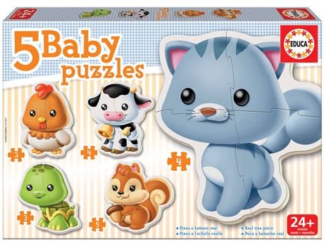 Puzzle EDUCA 5 Baby Puzzles Animales (Edad Mínima: 2 Años - 3-5 Piezas)