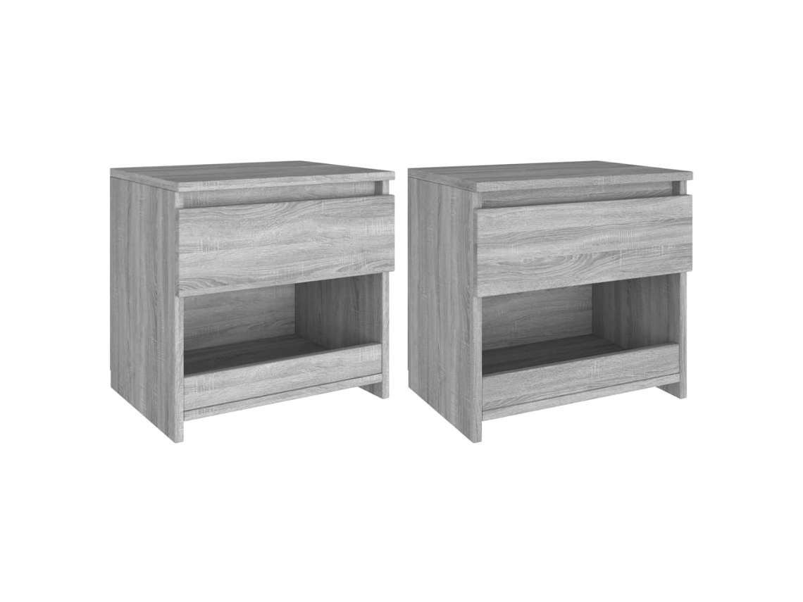 Mesa Cabeceira LOVELY HOME Mesinha 2Pcs 40X30X39Cm Derivado Madeira Cinzento Sonoma