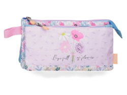 Estuche para lápices Enso de poliéster rosa claro lleno de flores