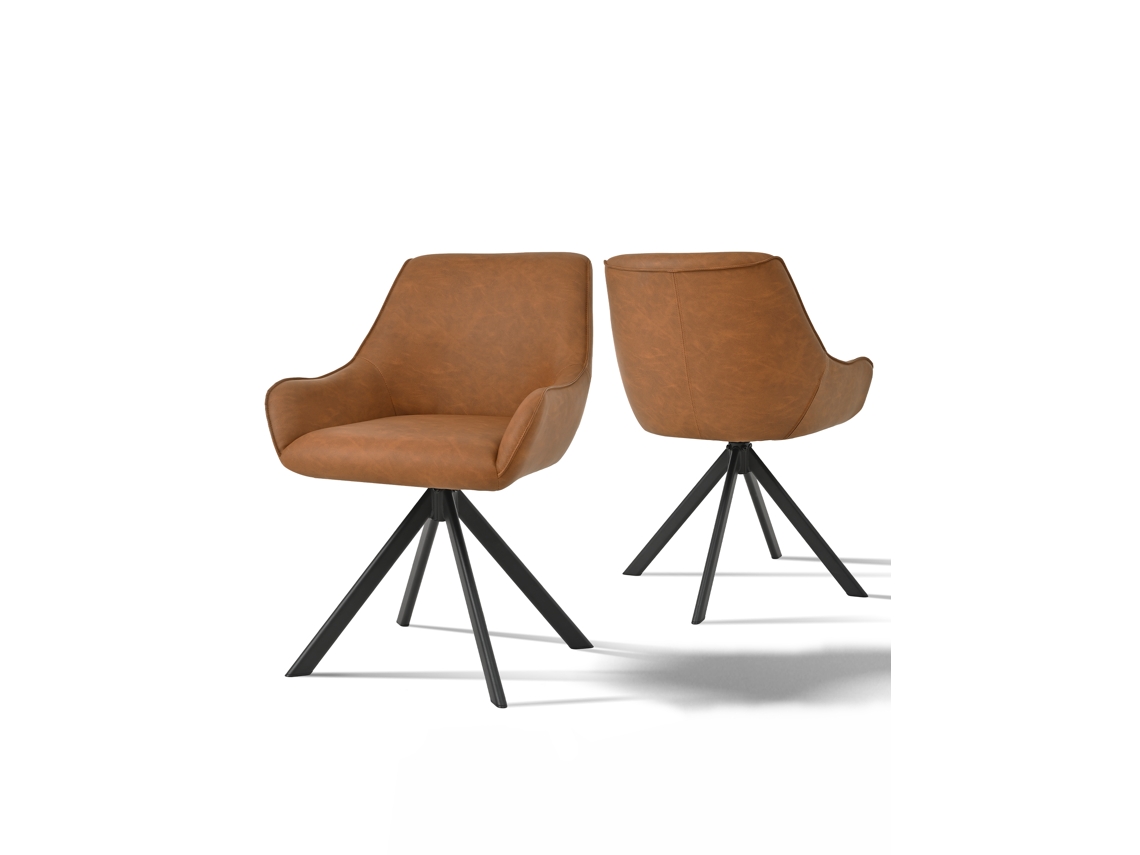 Sillas De Comedor Goeurvant 1178(pack De 2, Marrón, Cuero Pu)
