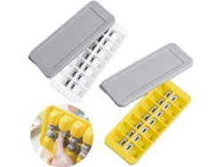2 Moldes De Hielo De Silicona Con Tapa, Material Alimentario, 14 Compartimentos, Para Bebidas Y Comida Infantil (blanco + Amarillo)