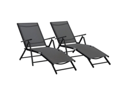 Juego 2 Sillas Jardín Plegables, 64x134x95cm, Negro