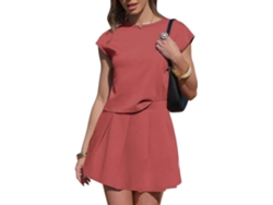 Conjunto de Duas Peças Feminino, Saia de Tênis, Look Casual em Algodão, Mangas Capa, Blusa Plissada, Saia Plis