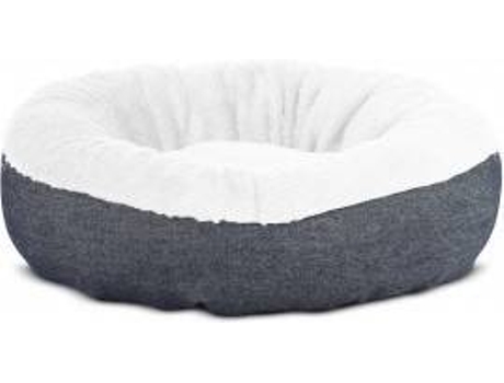 Cama Redonda para Perros y Gatos GAUTY Denim y pelo (Blanco y Denim Azul - 57 cm)