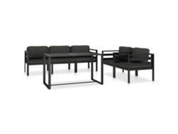 Conjunto de muebles de jardín con cojines de aluminio antracita, Dkd Home Decor