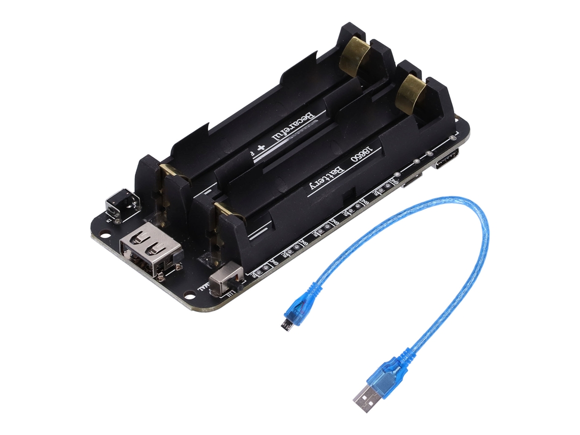 Caja Portabaterías 18650 Con Interfaz Micro Usb De 2 Canales Y Indicador Led Para Raspberry Pi
