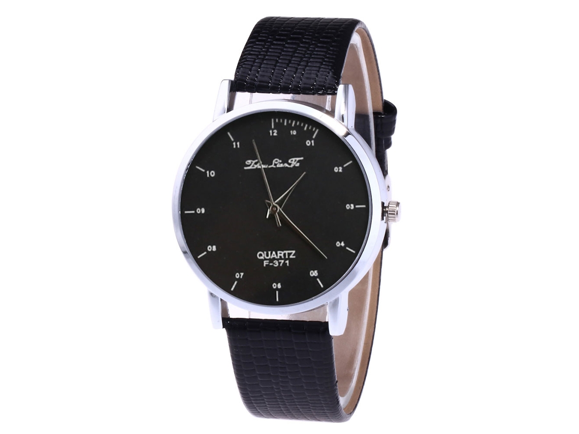 Reloj Analógico De Cuarzo Para Hombres Y Mujeres Con Correa De Pu Negro