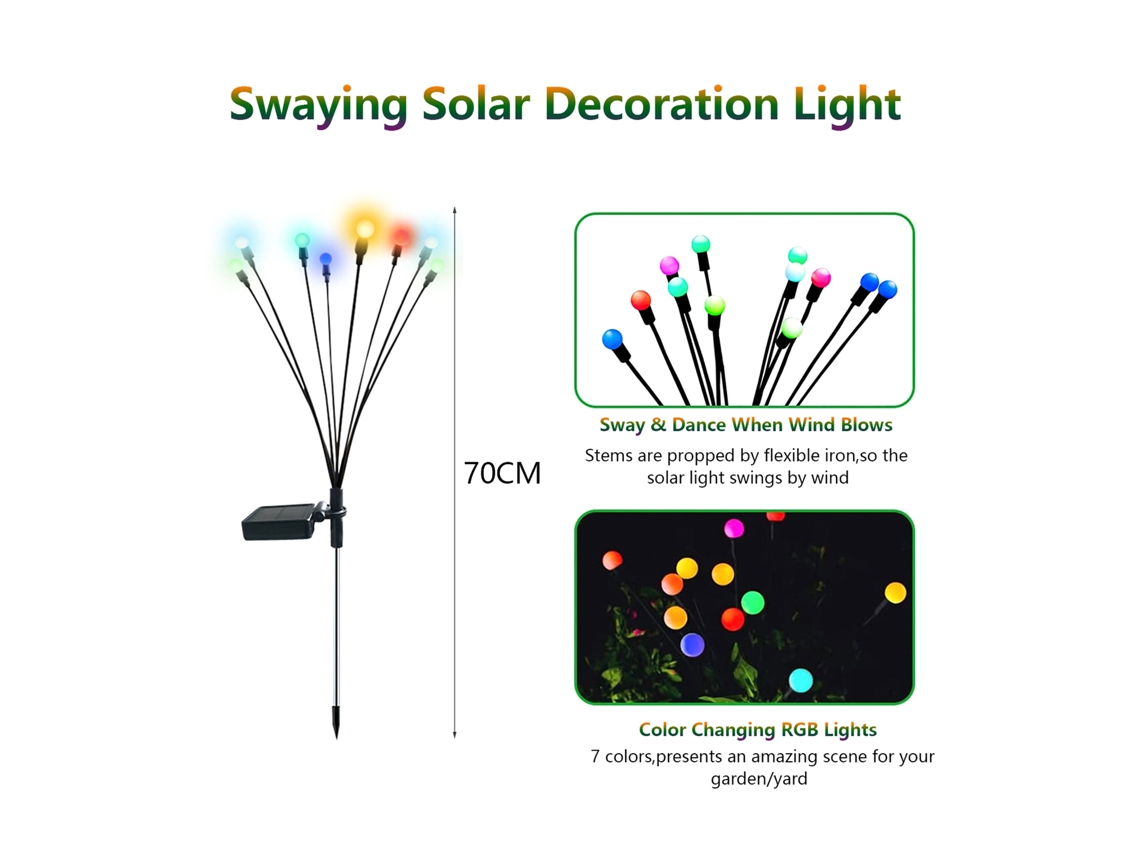 Luces Solares De Jardín Con Forma De Luciérnagas Oscilantes, Ip65, Decorativas Para Patio Y Camino, 8 Bombillas, Luz Cálida.