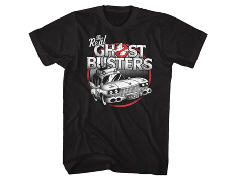 Camiseta ROCKINSTONE Ecto-1 Real Ghostbusters blanco y negro (XXL)