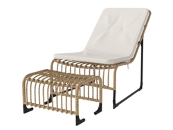 Sillón Reclinable De Mimbre Con Reposapiés De Madera Natural Y Protección Uv.