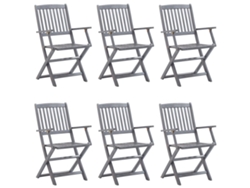 Maison Exclusive - Sillas plegables de exterior con cojines, 6 piezas, madera maciza de acacia.