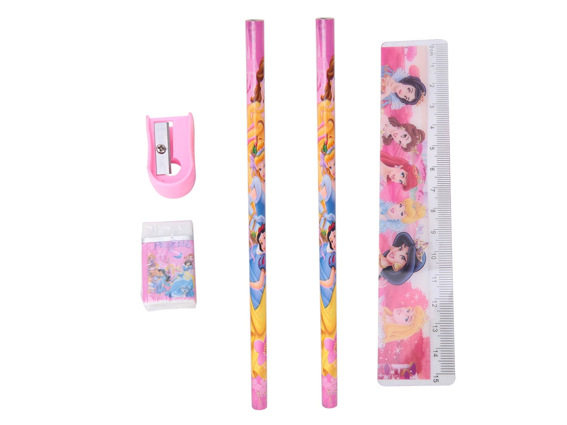 Estuche para lápices blanco Princess 6 en 1 para niños y estudiantes.