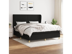 Cama Box Spring Con Colchón Tela Negro 160x200 Cm
