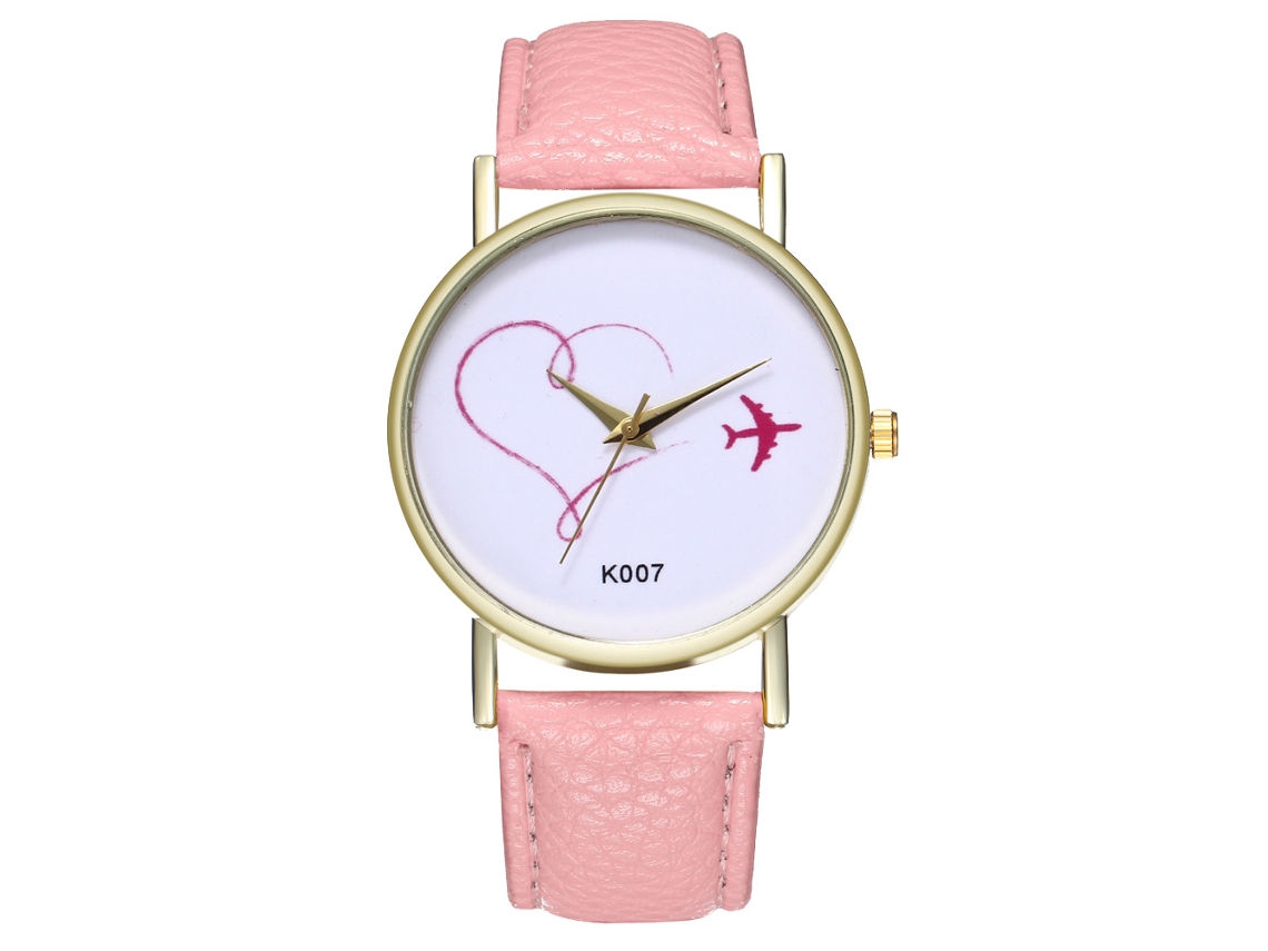 Reloj De Pulsera Analógico De Cuarzo Con Dial Redondo Para Mujer (rosa)