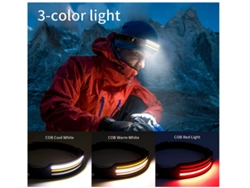 Linterna frontal LED, linterna frontal recargable, COB blanca, amarilla y roja con 10 modos de iluminación alta y baja (negro) YIZHOOD