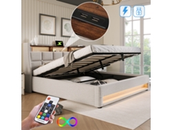 Cama De Lino De 160x200 Con Led Y Usb