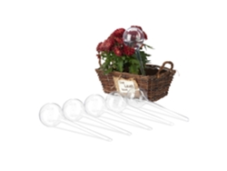 Relaxdays Juego 6 Globos Riego Plantas Interior, Biberones Regadores Flores, Plástico, 250ml, 28x8cm, Transparente
