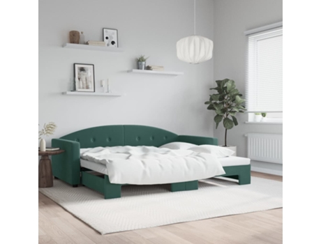 VIDAXL Sofá cama nido terciopelo verde oscuro 90x200 cm