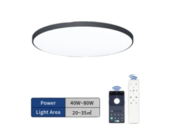Lámpara de techo con atenuación inteligente, diseño ultrafino, 80 W, 1 pieza, negra, intercambiable, 80 W OEM