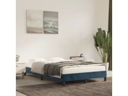 Estructura De Cama Sin Colchón Terciopelo Azul Oscuro 120x190cm